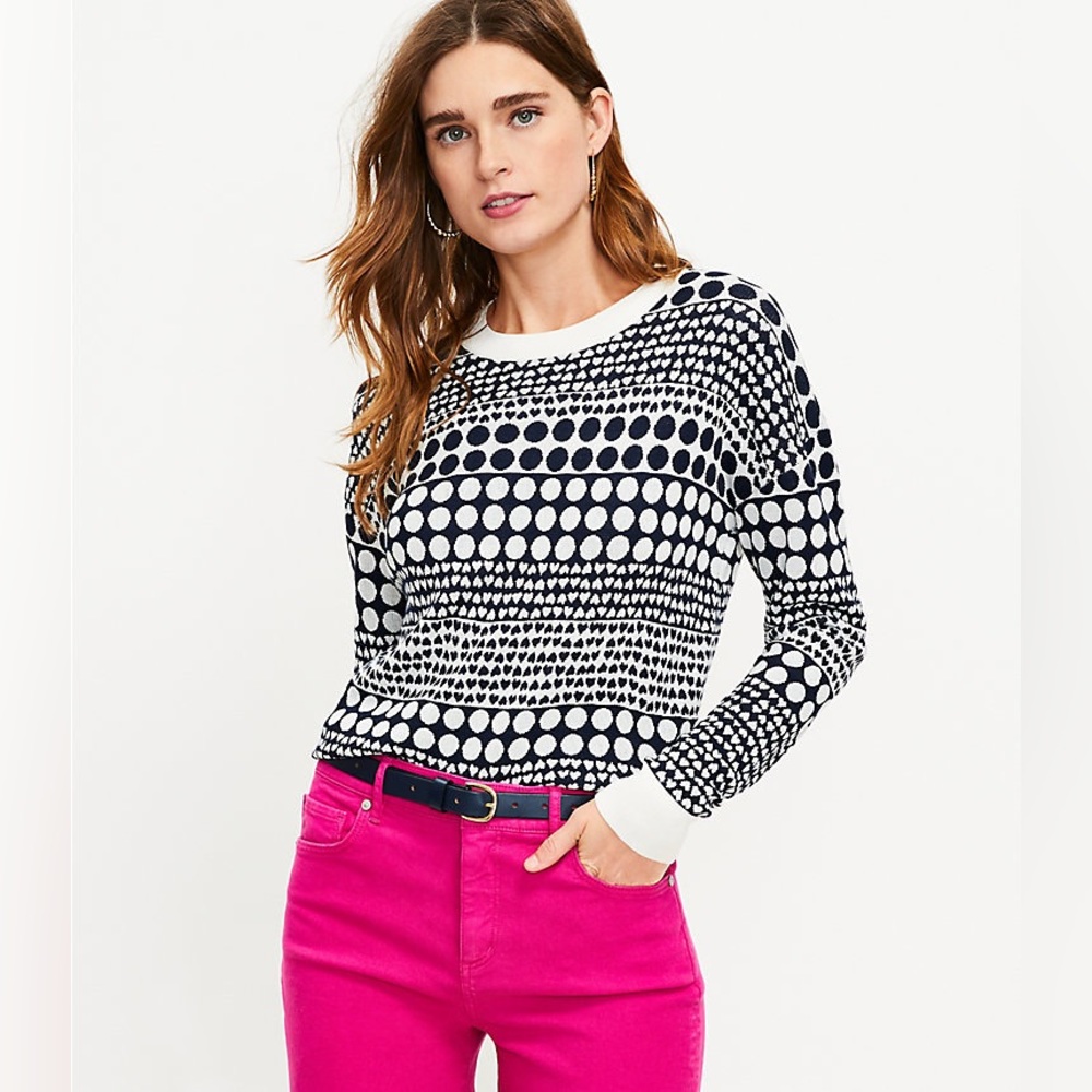 🆕 Loft Petite Heart Dot Sweater Whisper White